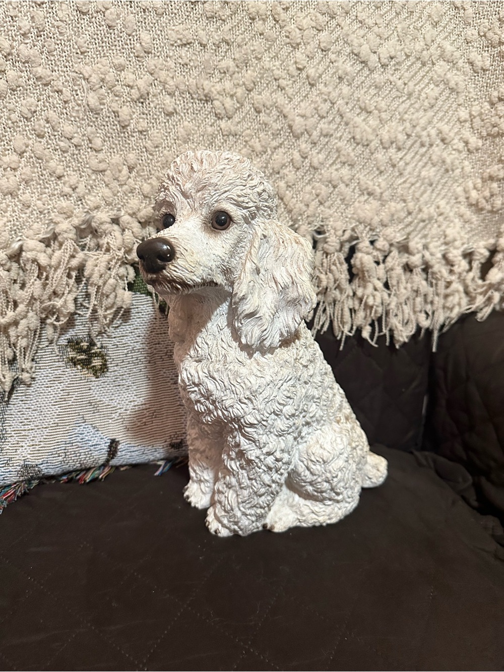 White Poodle Dog Figurine Decorative Statue